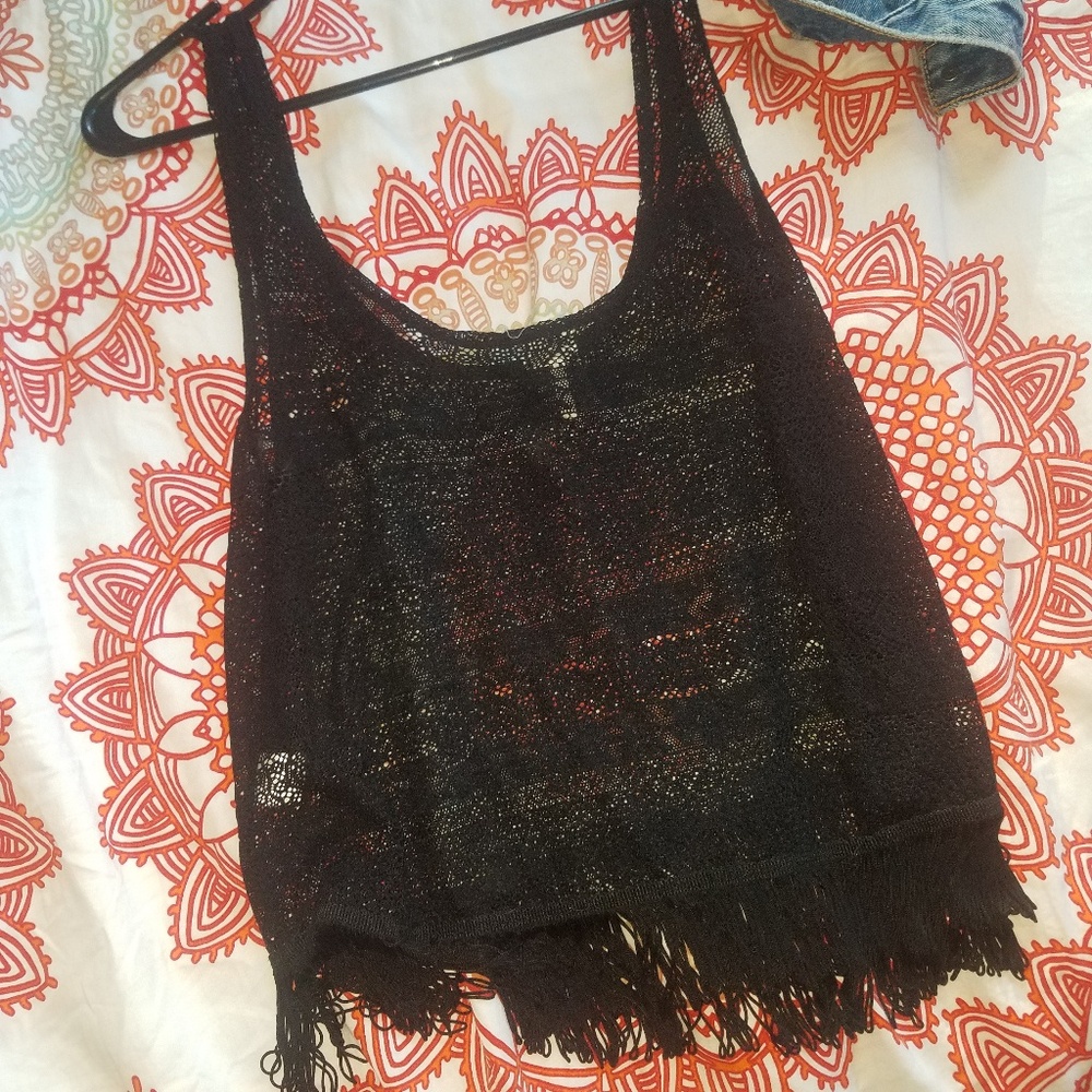 Fringe See-Thru Crop Top